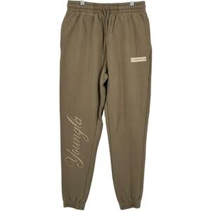 Men's Tan Embroidered YoungLA Autograph Script French Terry Joggers Script Sz S